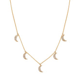 0.30ct 14k Yellow Gold Diamond Crescent Moon Necklace
